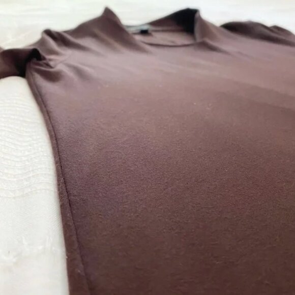 EILEEN FISHER BROWN LONG SLEEVE V-NECK VISCOSE BLEND STRETCH JERSEY MAXI DRESS - Picture 7 of 9